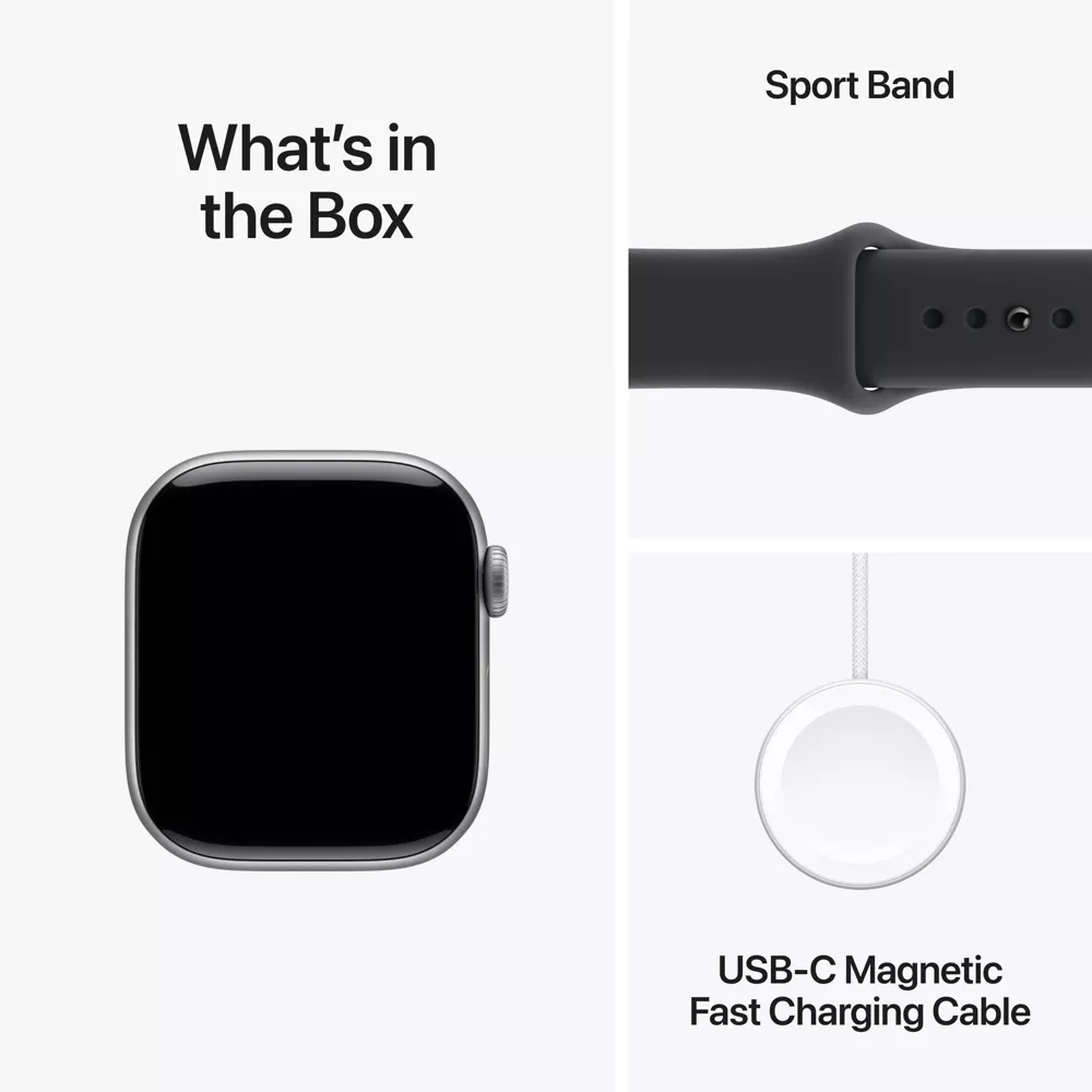 Apple Watch Series 11 42mm Space Gray Aluminum Case with Black Sport Band