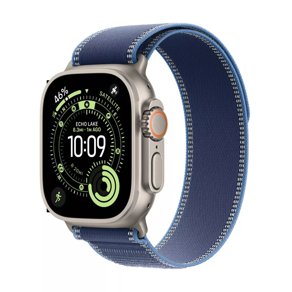 Apple Watch Ultra 3 49mm Natural Titanium Case with Blue/Bright Blue Trail Loop