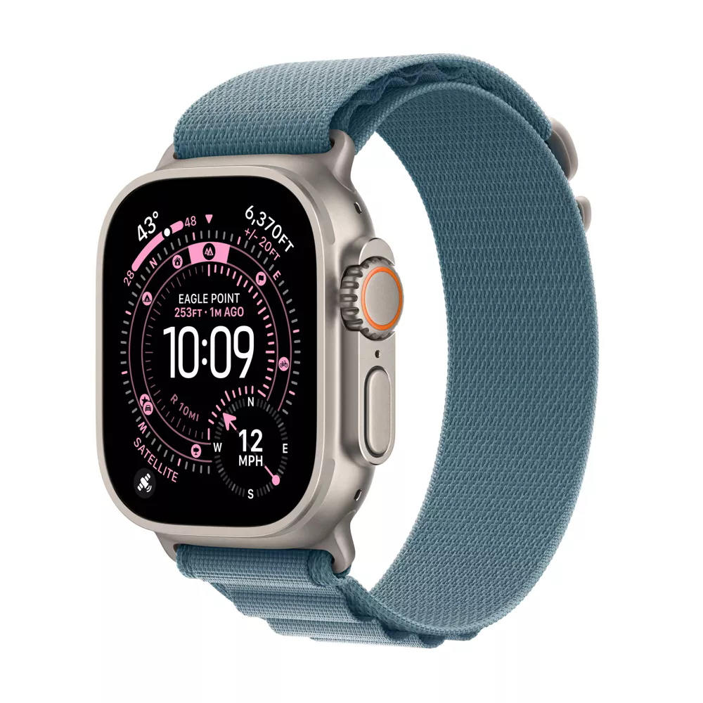 Apple Watch Ultra 3 49mm Natural Titanium Case with Light Blue Alpine Loop