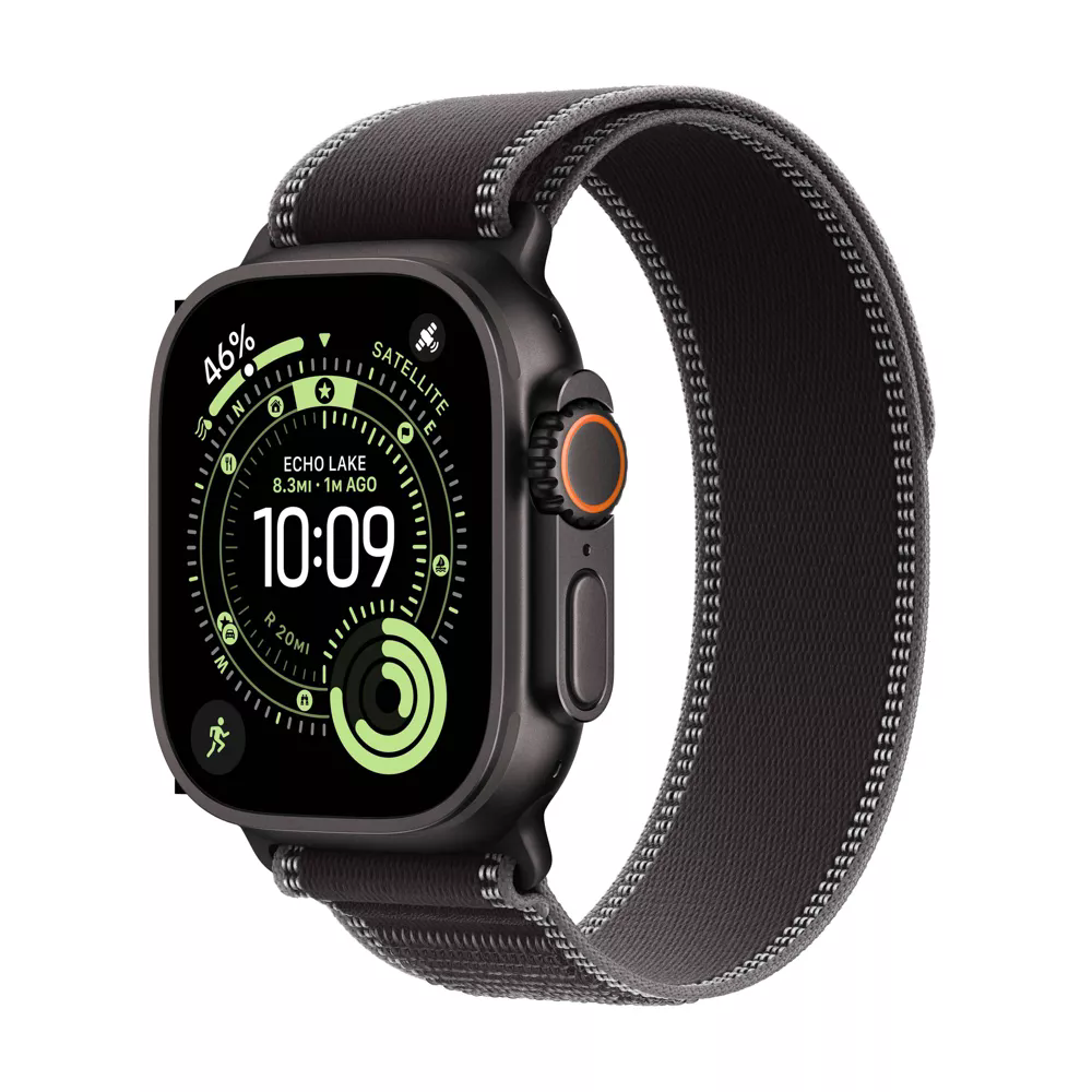 Apple Watch Ultra 3 49mm Black Titanium Case with Black/Charcoal Trail Loop