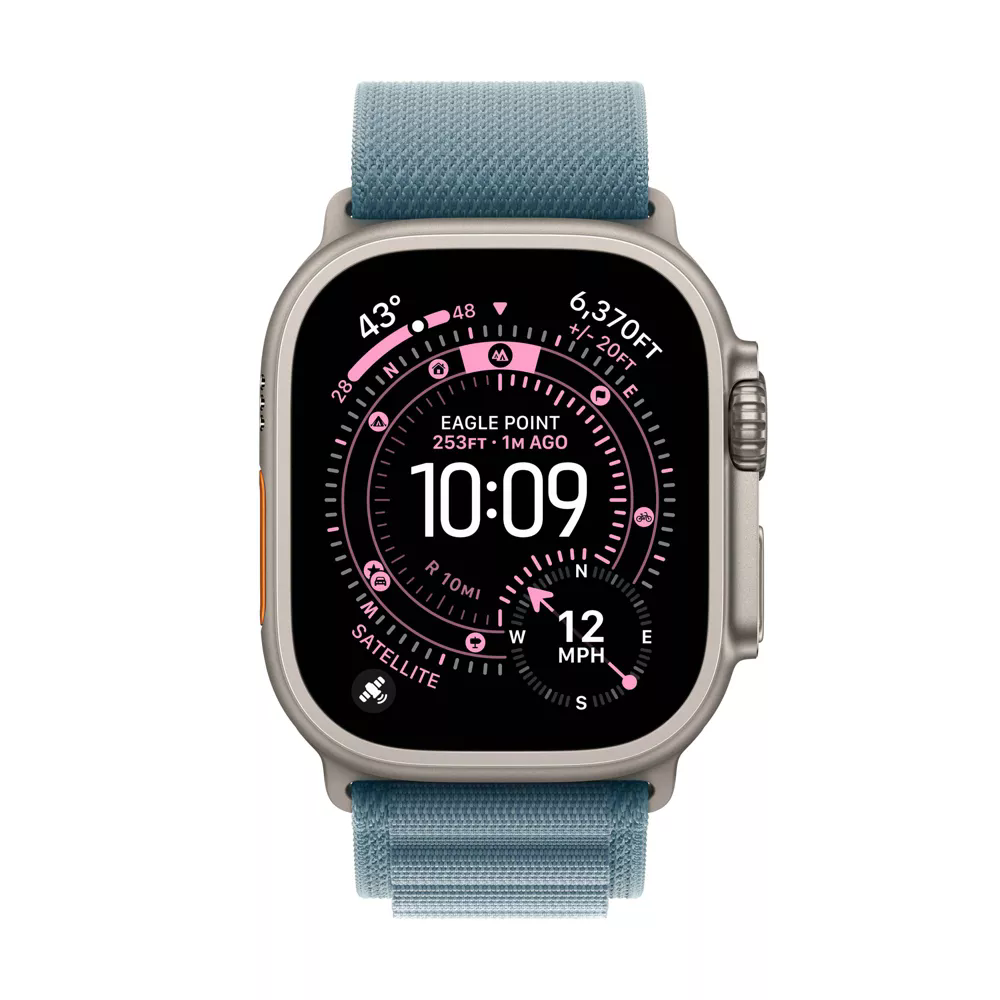 Apple Watch Ultra 3 49mm Natural Titanium Case with Light Blue Alpine Loop