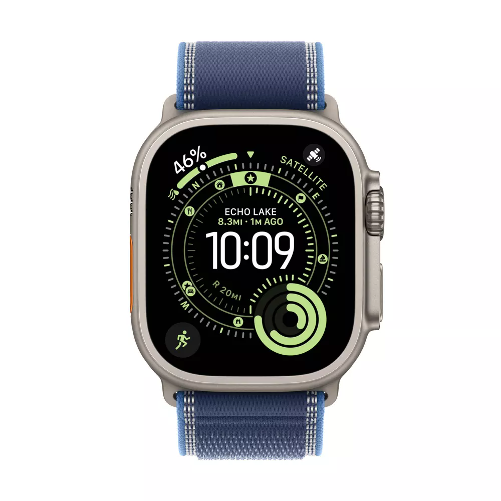 Apple Watch Ultra 3 49mm Natural Titanium Case with Blue/Bright Blue Trail Loop