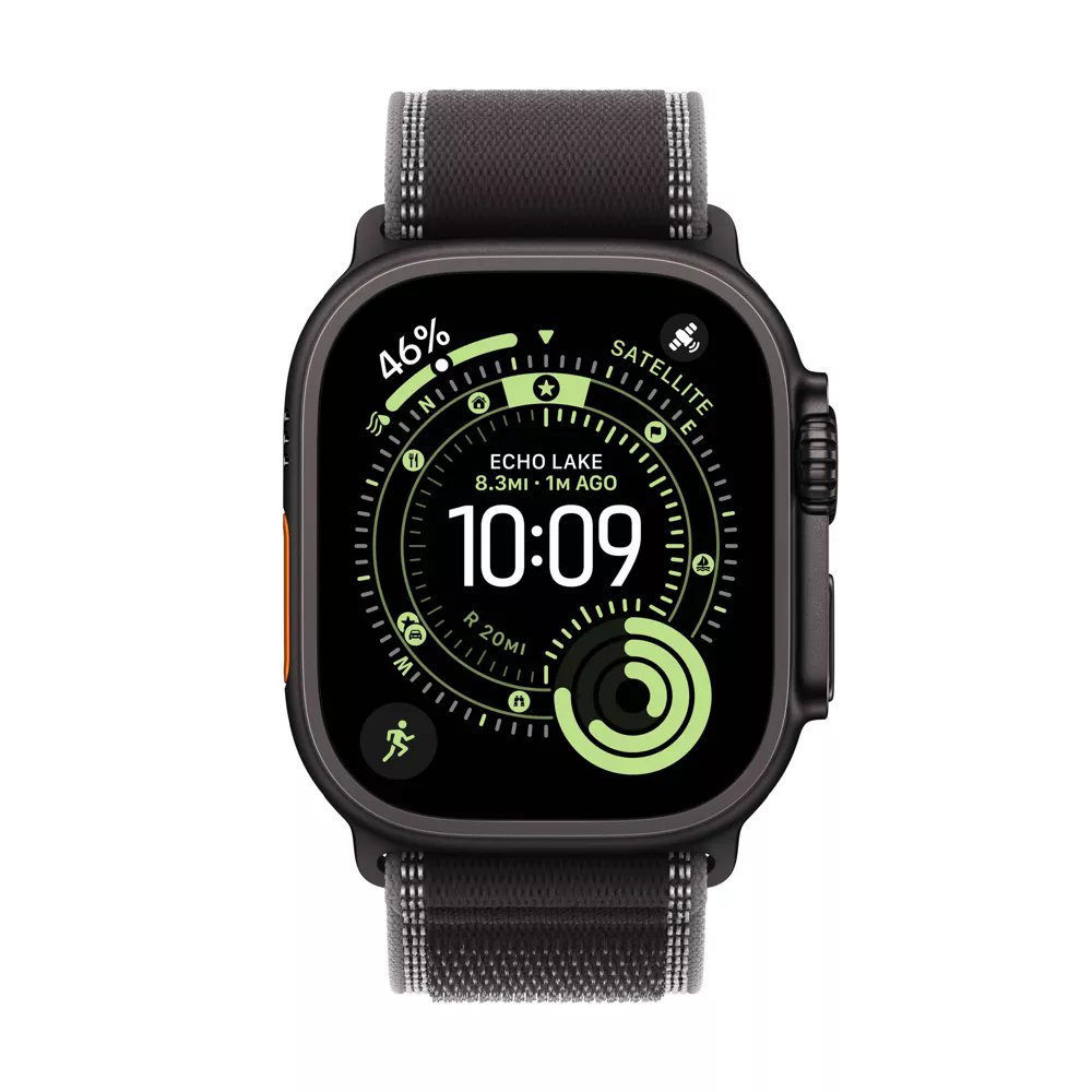 Apple Watch Ultra 3 49mm Black Titanium Case with Black/Charcoal Trail Loop