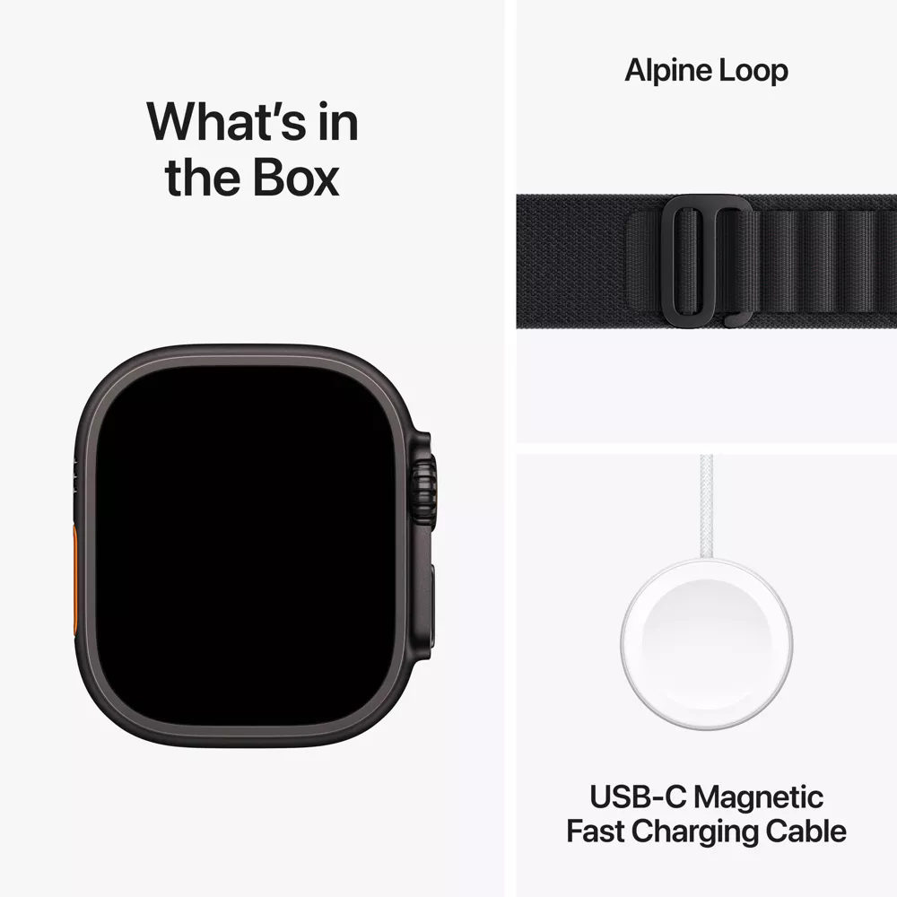 Apple Watch Ultra 3 49mm Black Titanium Case with Black Alpine Loop