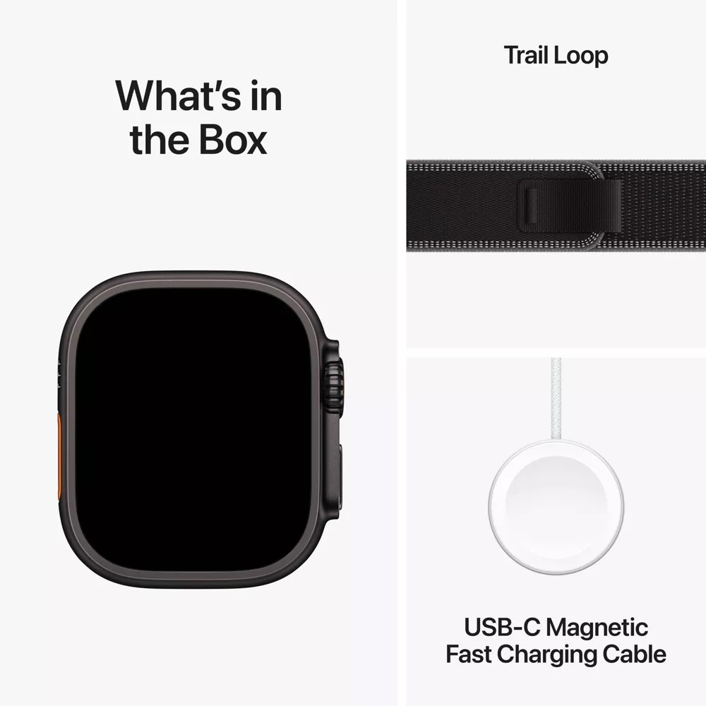 Apple Watch Ultra 3 49mm Black Titanium Case with Black/Charcoal Trail Loop