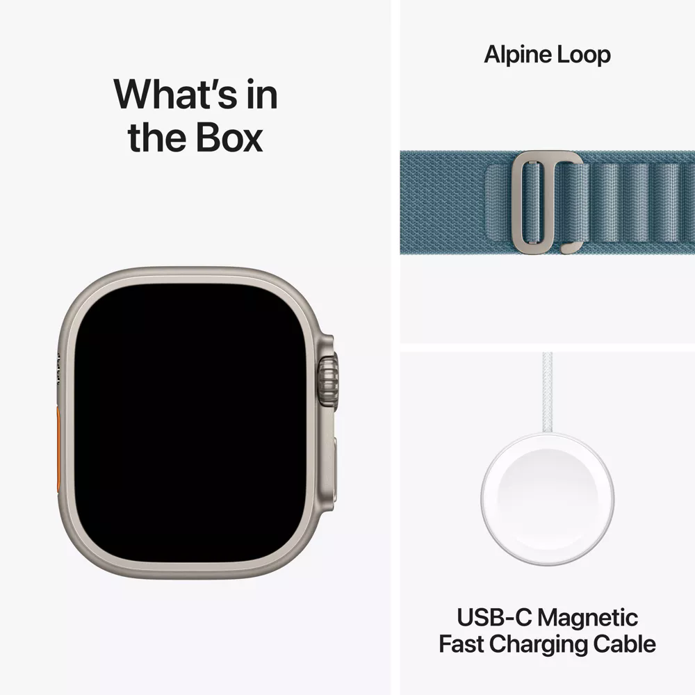 Apple Watch Ultra 3 49mm Natural Titanium Case with Light Blue Alpine Loop