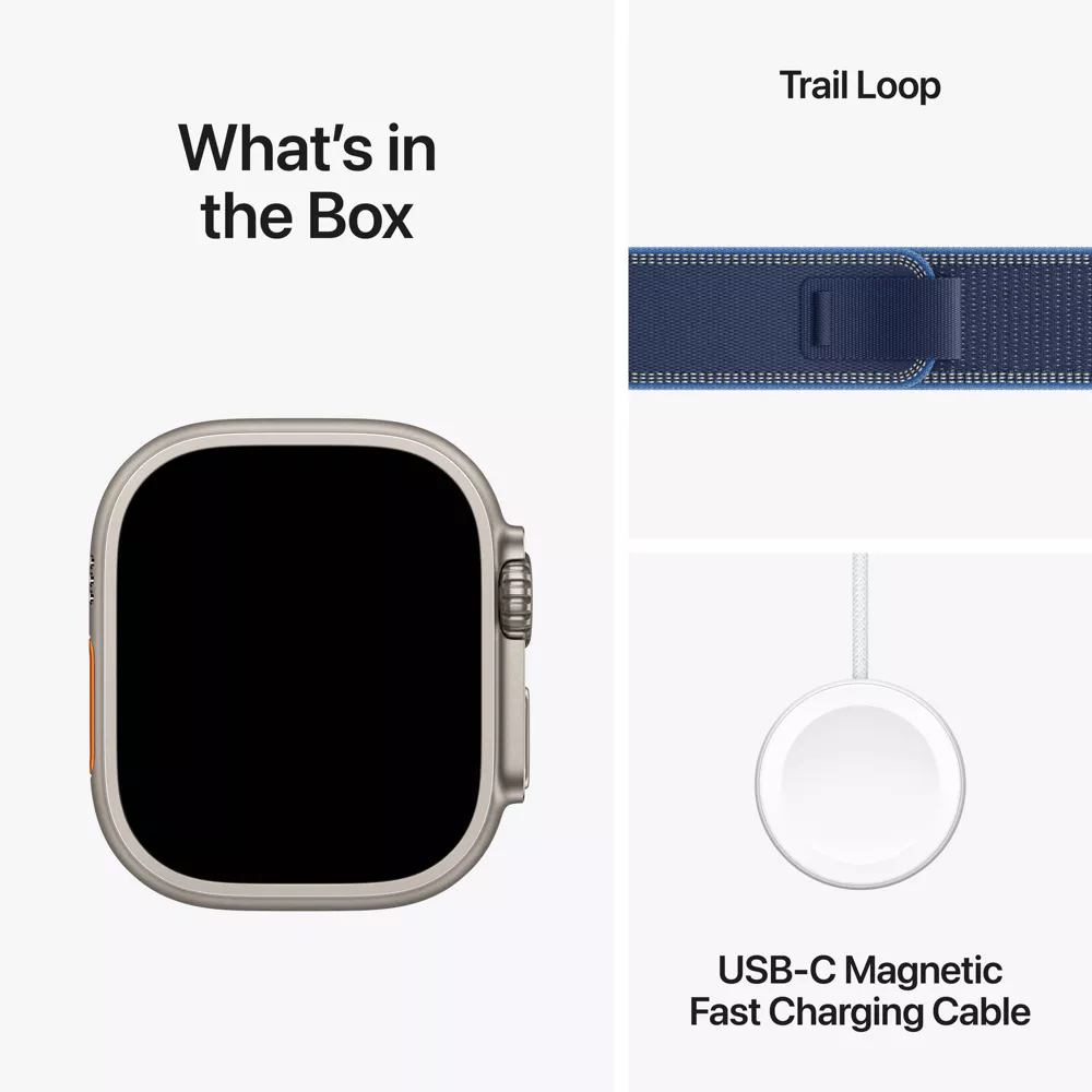Apple Watch Ultra 3 49mm Natural Titanium Case with Blue/Bright Blue Trail Loop
