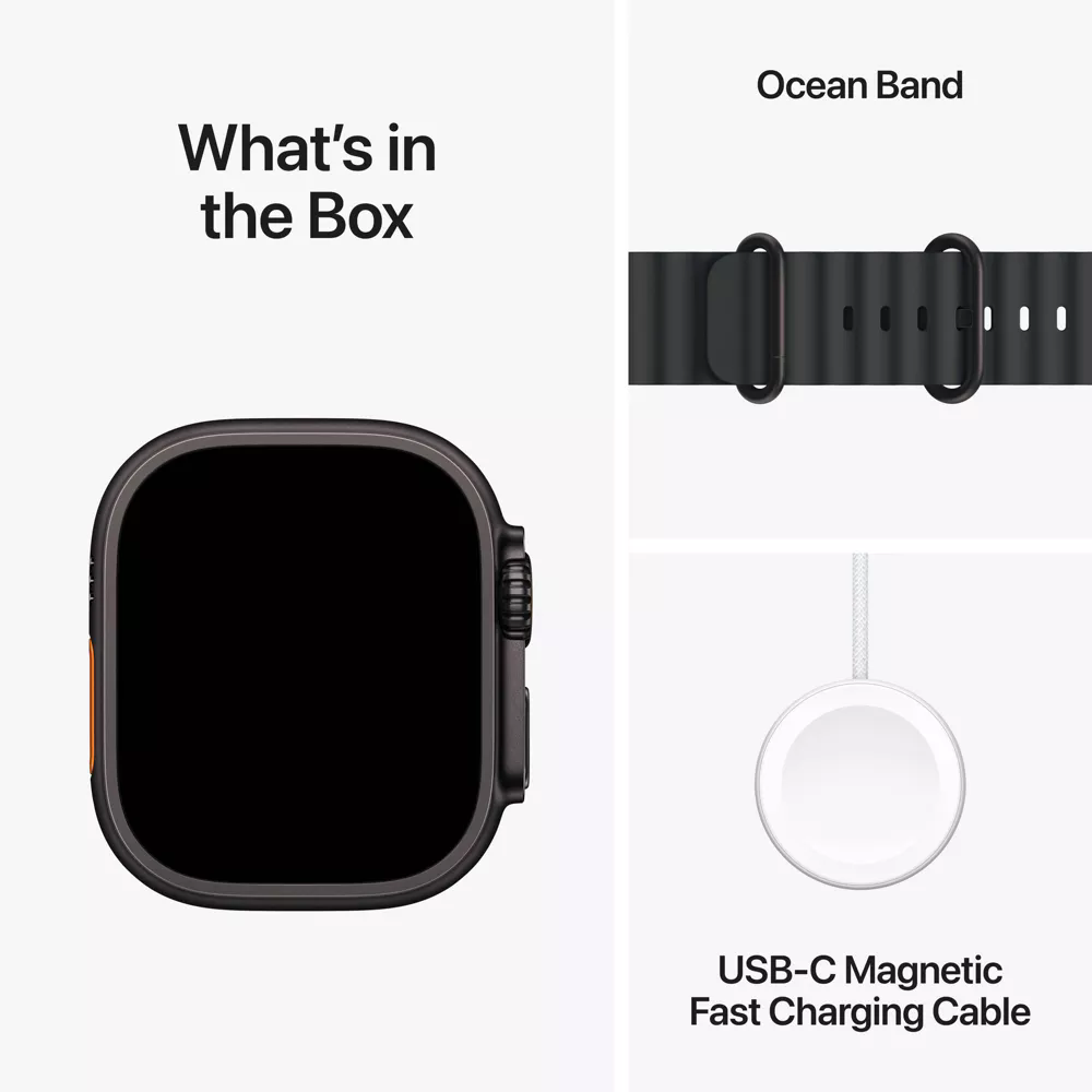 Apple Watch Ultra 3 49mm Black Titanium Case with Black Ocean Band